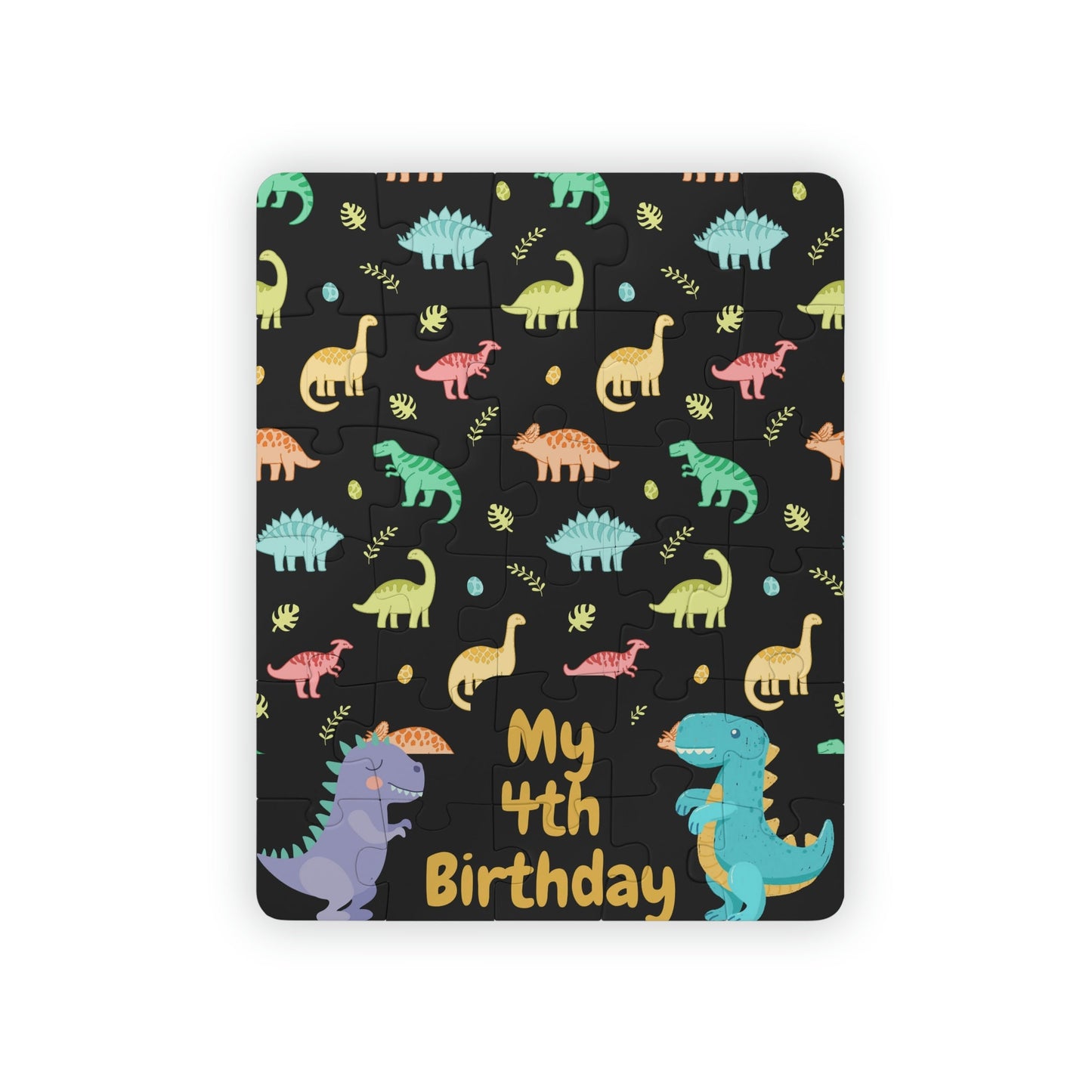 4th Birthday Dinosaur Theme Kids Puzzle 30-Piece/4th Birthday Dinosaur Customized Gift Idea/4th Birthday Present/Trending Now Party