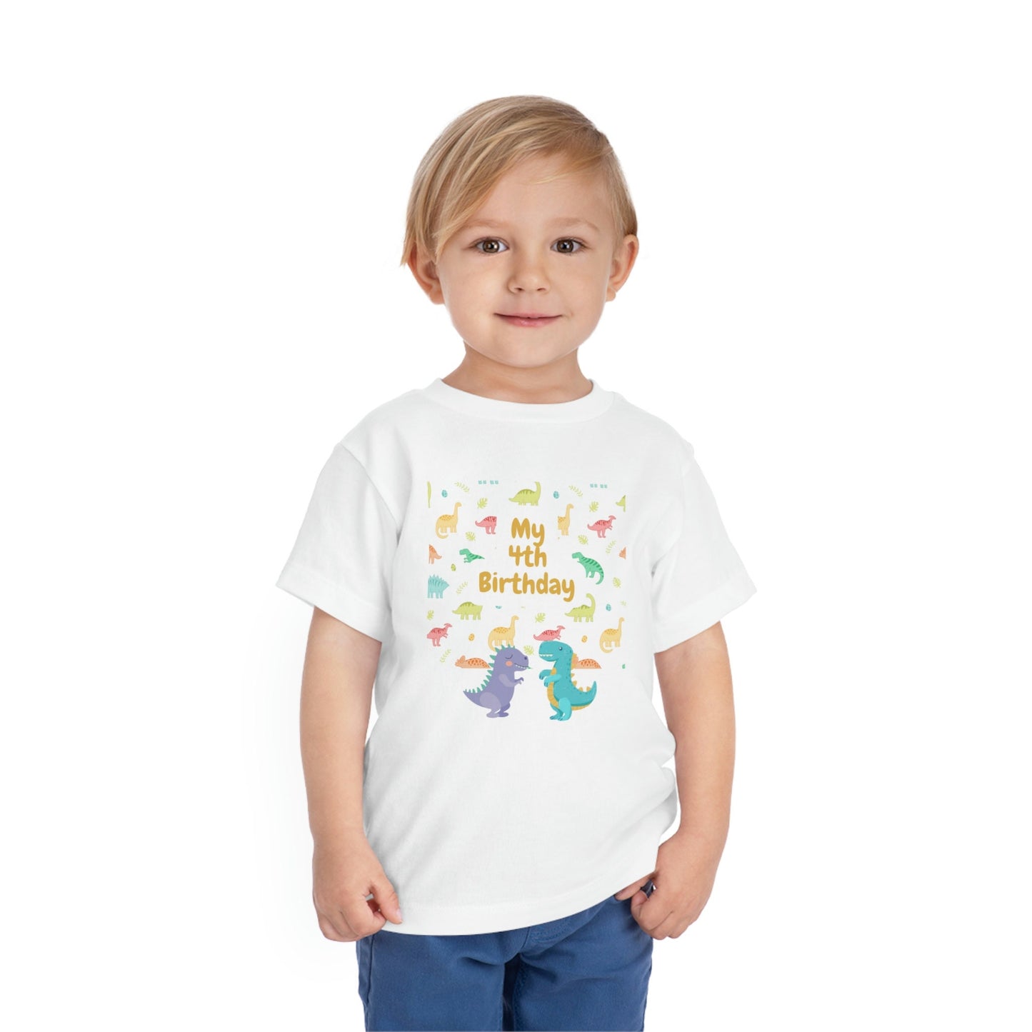 4th Birthday Dinosaur Customized Toddler T-shirt