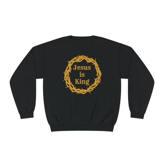 Jesus Is King Unisex NuBlend® Crewneck Sweatshirt/Jesus Personalized Shirt/Christian Gift Idea/Jesus Lord Savior/Son Of God/Custom