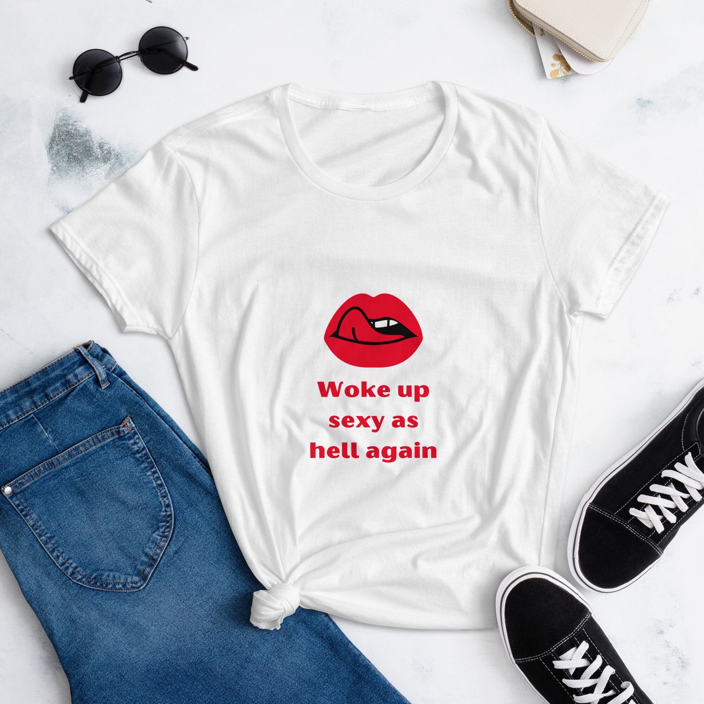 Sexy As Hell Women Personalized T-shirt/Birthday Customized Shirt/Red Lips Sexy T-shirt Gift Idea Trending Now/Bestie Gift/Sister