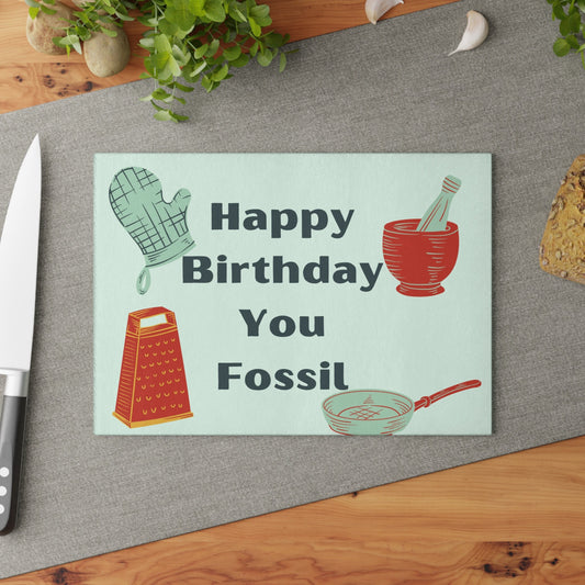 Happy Birthday Glass Cutting Board/Personalized Cutting Board/Customized Birthday Gift/Funny Birthday Message/Trending Now Dad Gift