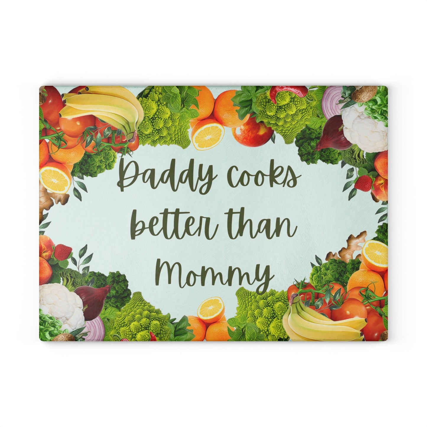 Daddy Cooks Better Than Mommy Glass Cutting Board/Father's Day Personalized Board/Birthday Gift Present For Dads/Trending Now/Decor