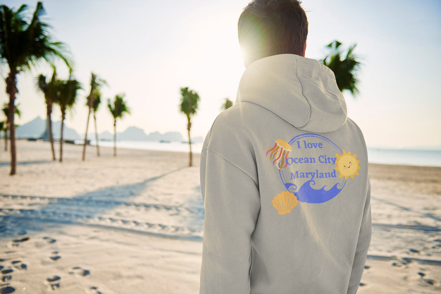 I Love Ocean City Maryland Unisex Hoodie/Ocean City Vacation Destination/Maryland Trending Now/Family Trip Gift Idea Personalized