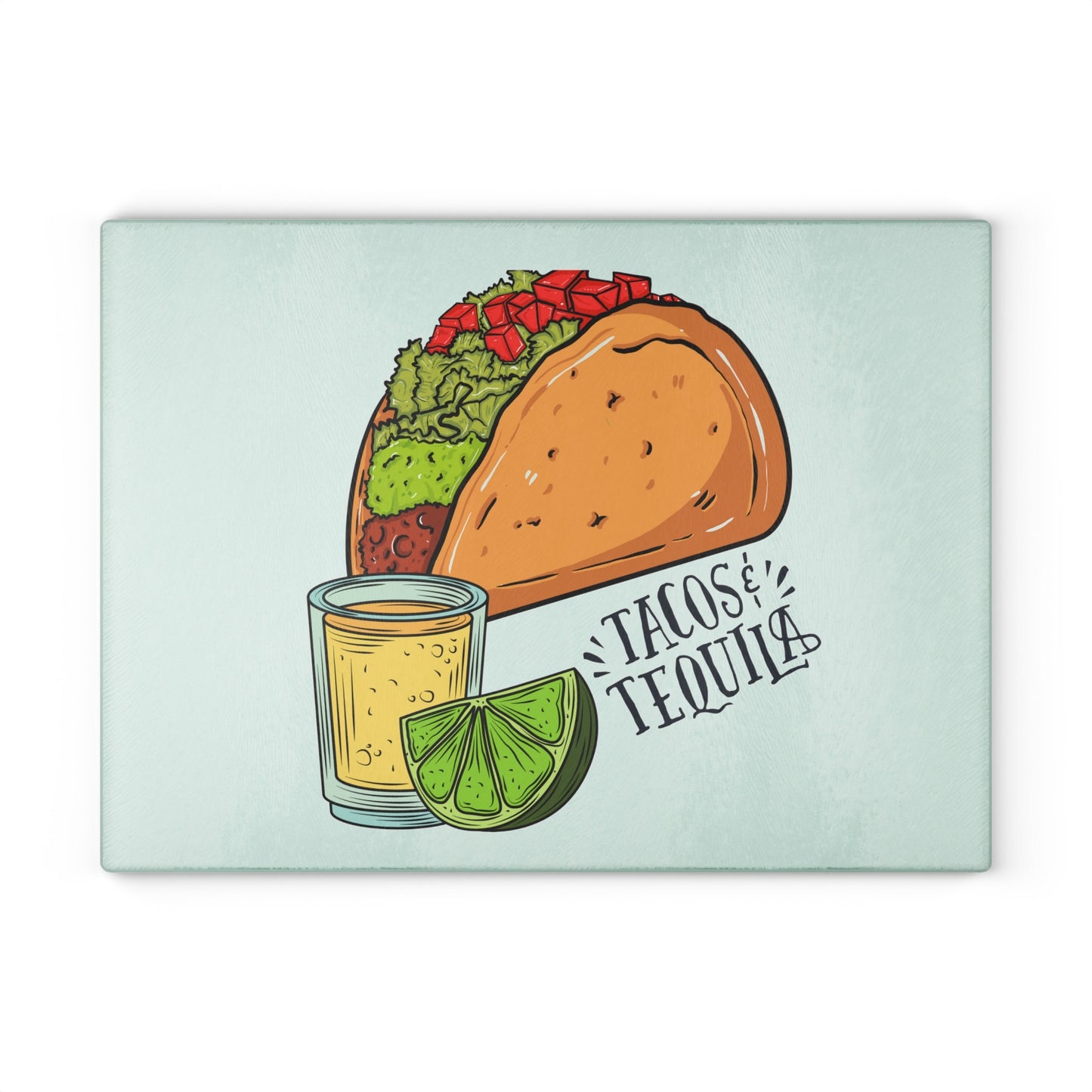 Tacos And Tequila Glass Cutting Board/Mexican Taco Night/Latino Fiesta Kitchen Item/Tequila Lovers/Taco Tuesday Birthday Theme Idea