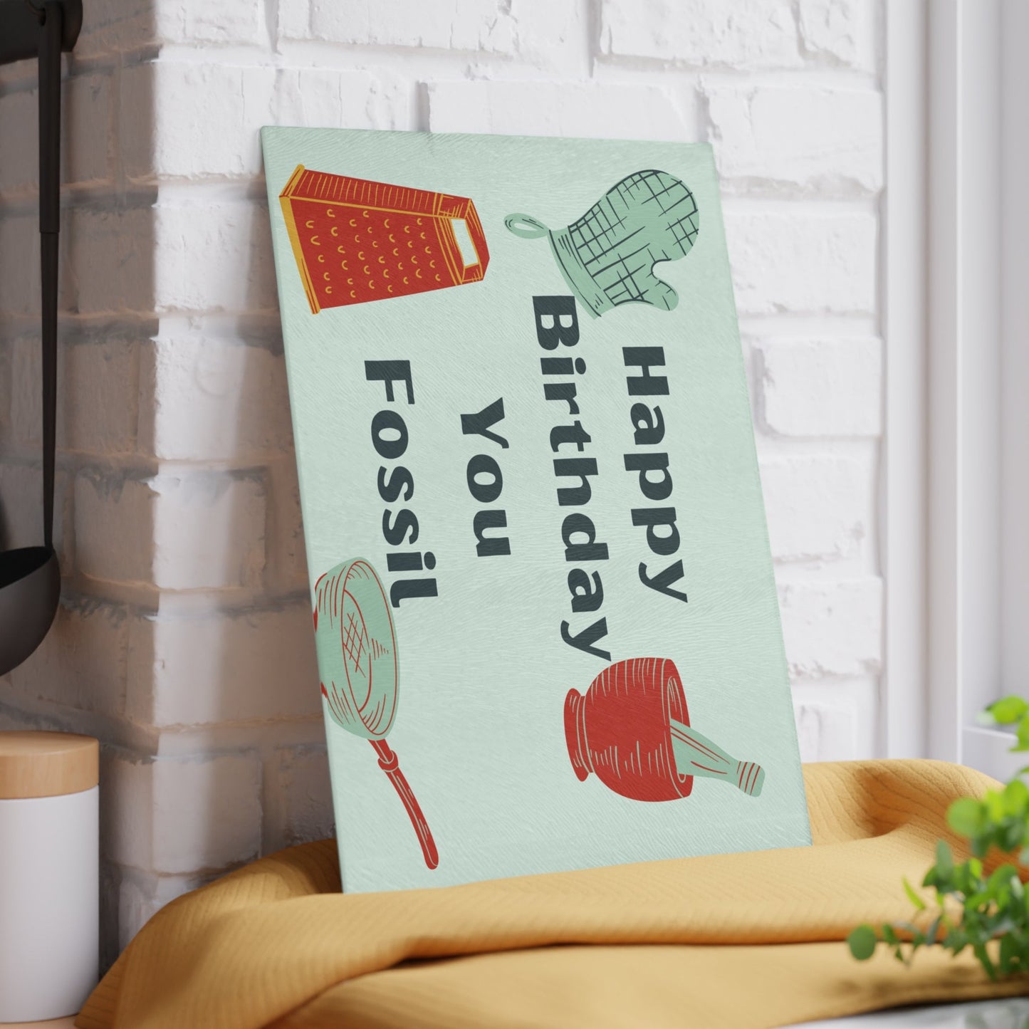 Happy Birthday Glass Cutting Board/Personalized Cutting Board/Customized Birthday Gift/Funny Birthday Message/Trending Now Dad Gift