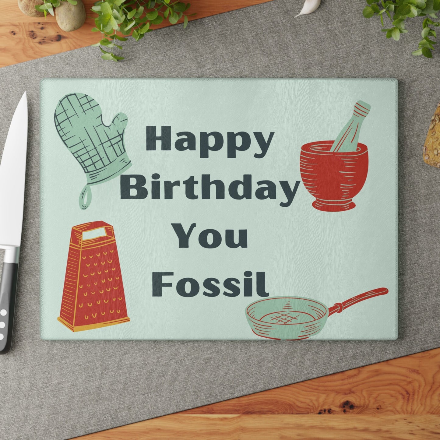 Happy Birthday Glass Cutting Board/Personalized Cutting Board/Customized Birthday Gift/Funny Birthday Message/Trending Now Dad Gift