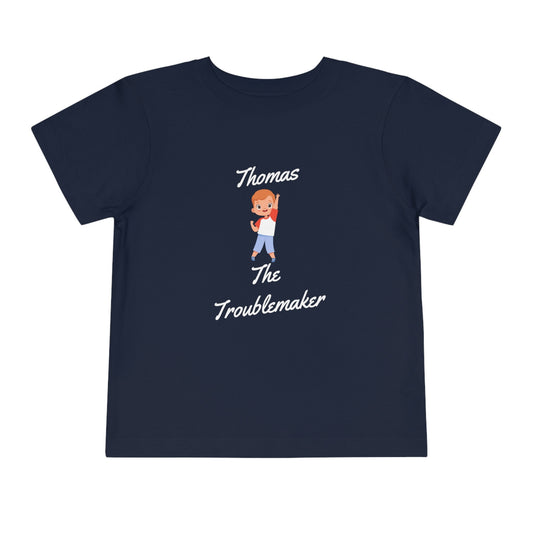 Kids Name Personalized T-shirt/Toddler Short Sleeve Tee/Troublemaker Kids T-shirt/3rd Birthday Present/4th Birthday Gift Idea Trend