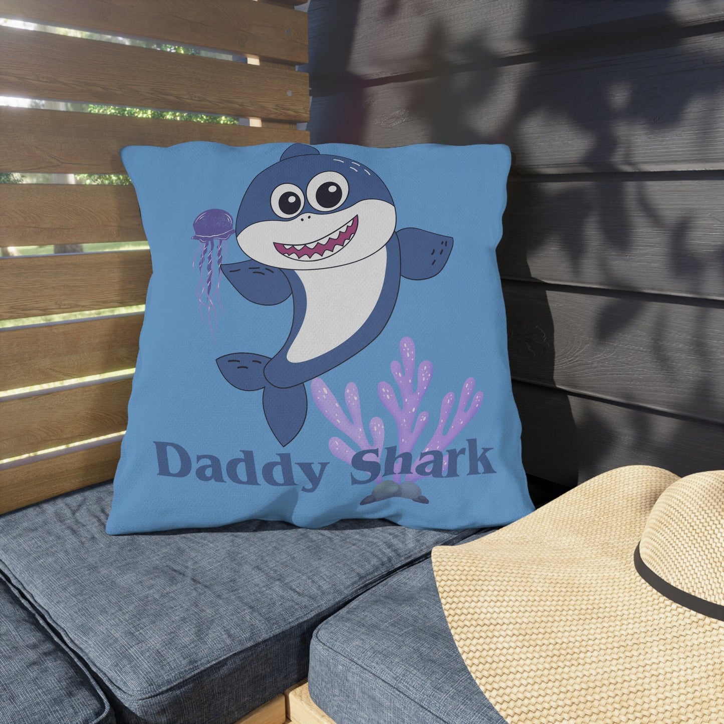 Daddy Shark Outdoor Pillow/Baby Shark Theme Christmas Present/Daddy Shark Birthday Gift Idea/Pregnancy Reveal Idea/Daddy To Be Trend