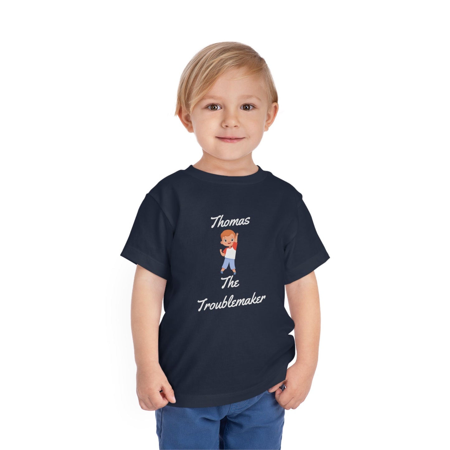 Kids Name Personalized T-shirt/Toddler Short Sleeve Tee/Troublemaker Kids T-shirt/3rd Birthday Present/4th Birthday Gift Idea Trend