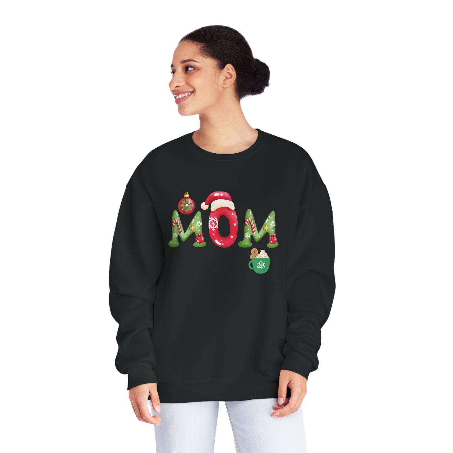 Mom Christmas Sweatshirt/Mom Customized NuBlend® Crewneck Sweatshirt/Ugly Christmas Sweater Idea/Personalized Mom Shirt Trending Now