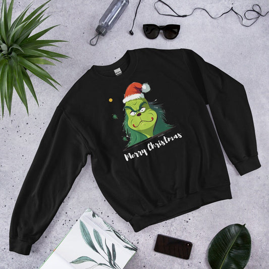 Christmas Sweatshirt/Grinch Unisex Sweatshirt/Christmas Party Outfit/Secret Santa Gift Idea/Best Friend Grinch Christmas Present