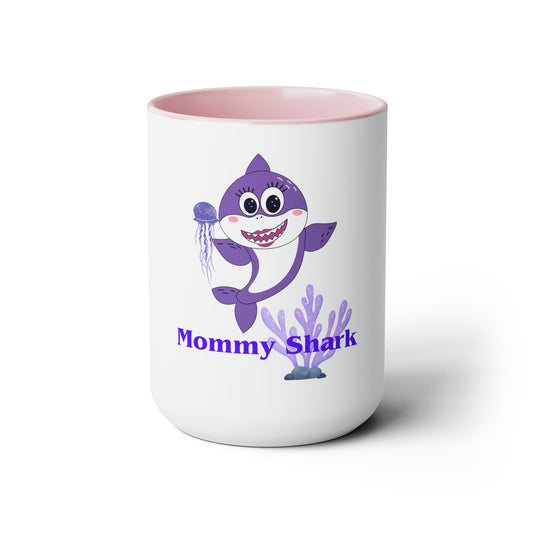 Mommy Shark Coffee Mug 15oz/Mommy Shark Birthday Party Gift Idea/Mommy Shark Personalized Christmas Present/Trending Now Shark Theme