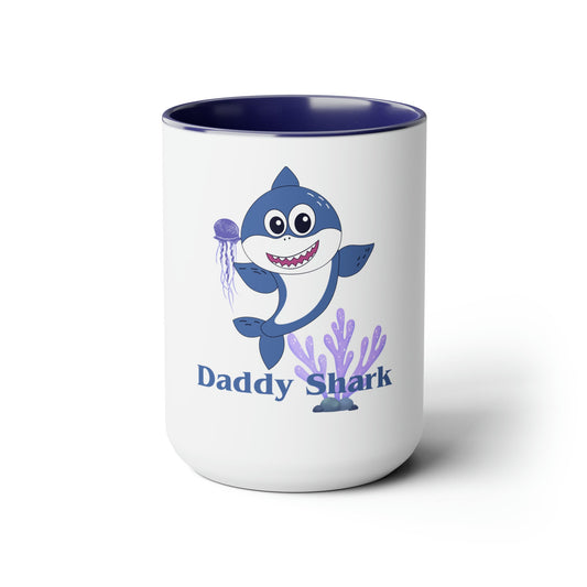 Daddy Shark Coffee Mug15oz/Personalized Coffee Cup/Baby Shark Them Birthday Gift Idea/Gifts For Dads/Shark Customized Cup Trending