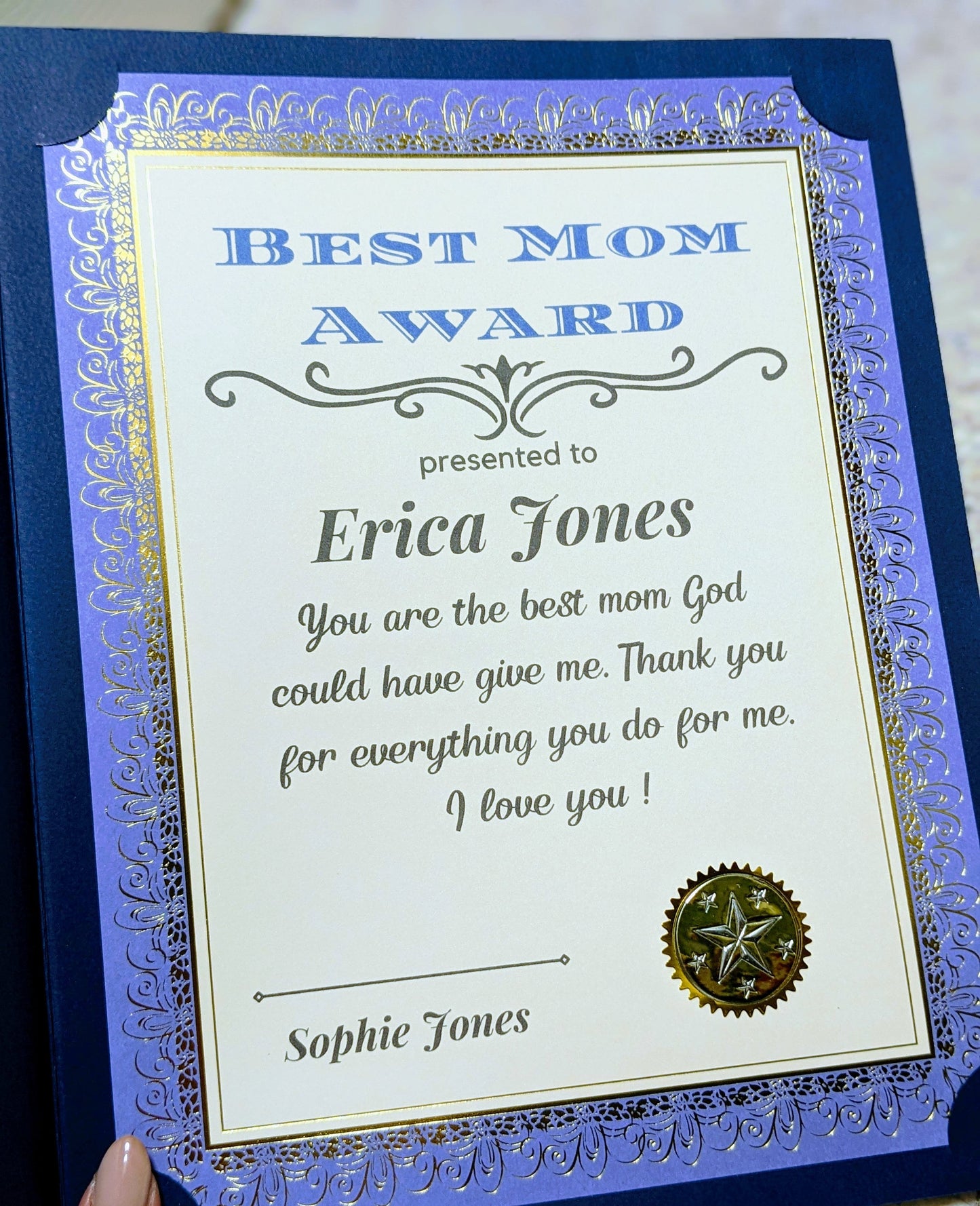 Best Mom Gift Idea/Mother's Day Best Mom Award Certificate/Present For Mothers/Any Award Certificate/Best Dad Father's Day Gift